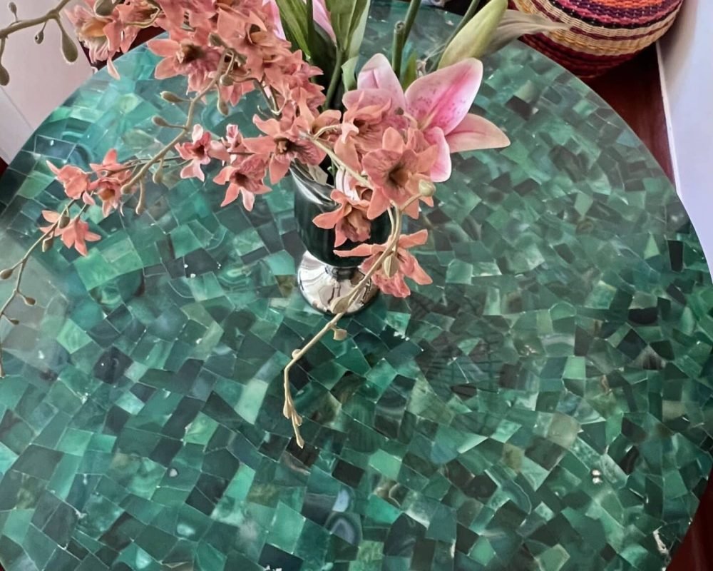 Green Carnelian Semi Precious Dining Table