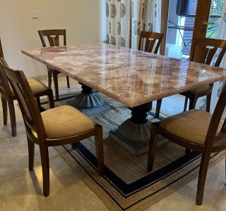 Rose Quartz Semi Precious Dining Table