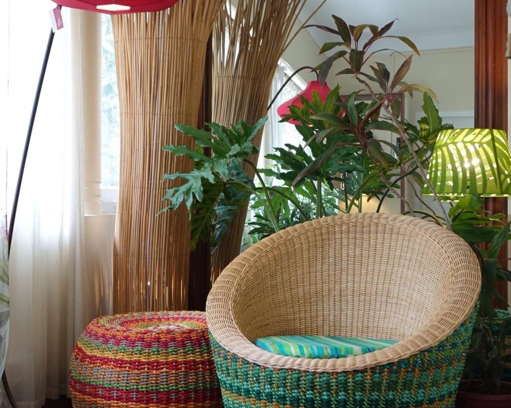 Textile Woven Cane Chair