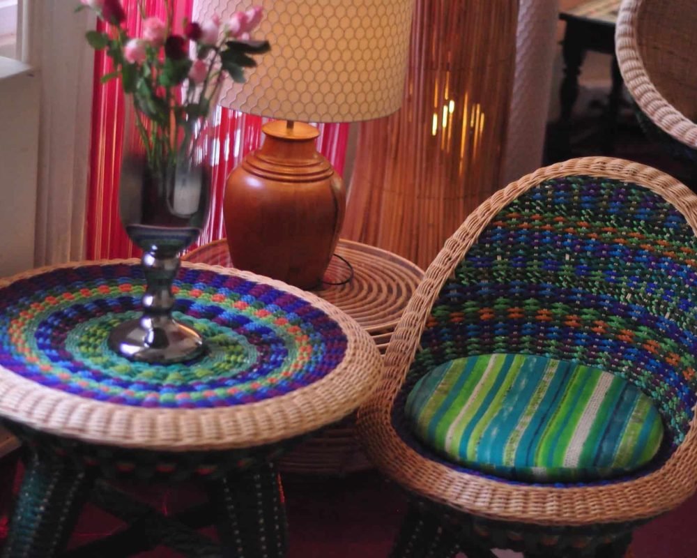 Textile Woven Cane Chair