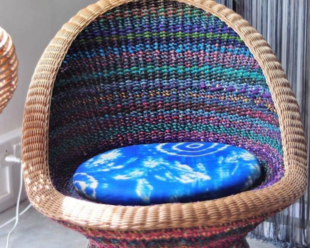 Textile Woven Cane Chair
