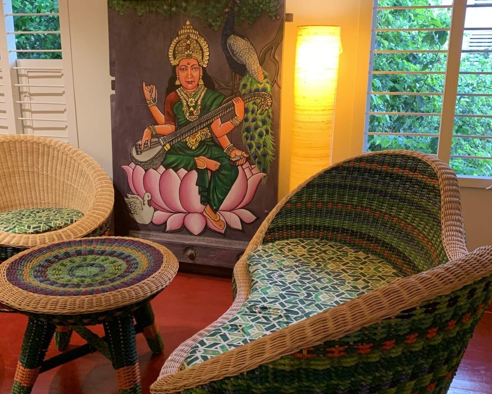 Textile Woven Cane Sofa 1