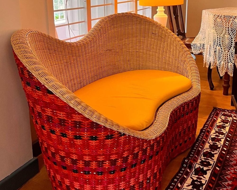 Textile Woven Cane Sofa