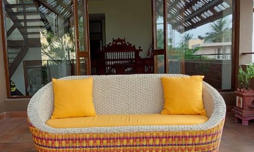 Textile Woven Cane Sofa 4